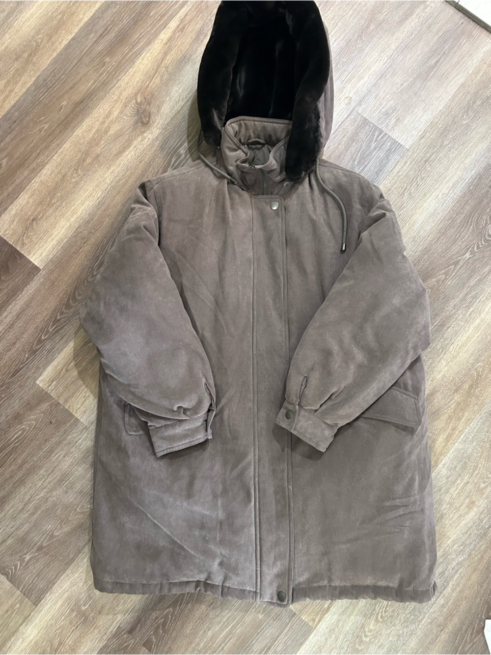 Worthington Taupe Hooded Puffer Coat